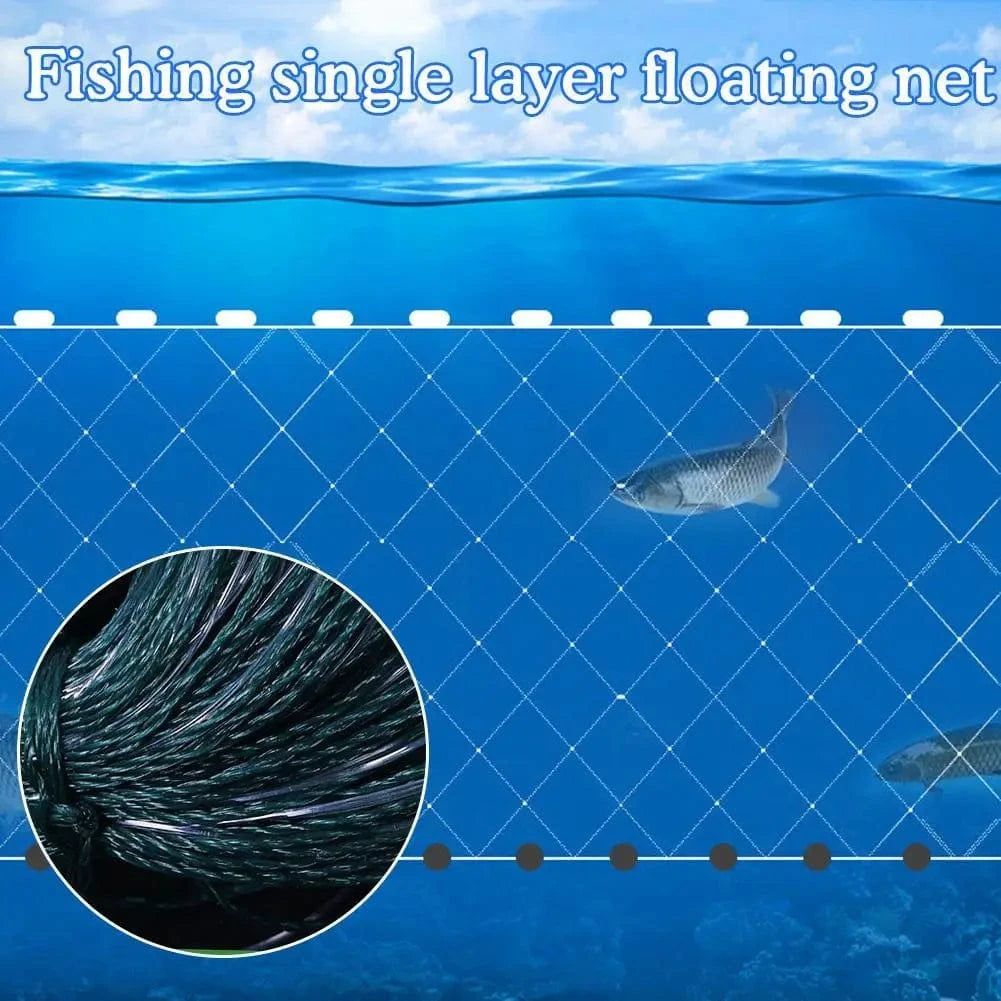China China One Layer Fishing Net Single Mesh Nylon Float Accessories Fishing Gill Net Hand Monofilament Casting Trap Net Fishi W8U8