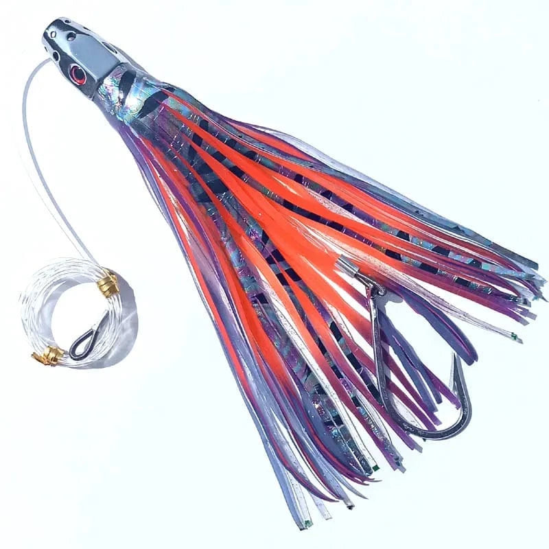 China China orange-1pc 1pc 23cm185g Trolling Lure Bait Copper Head Octopus Squid Skirt Bait With Hook Big Game Drag Fishing Marlin Tuna Pesca Hard Bait