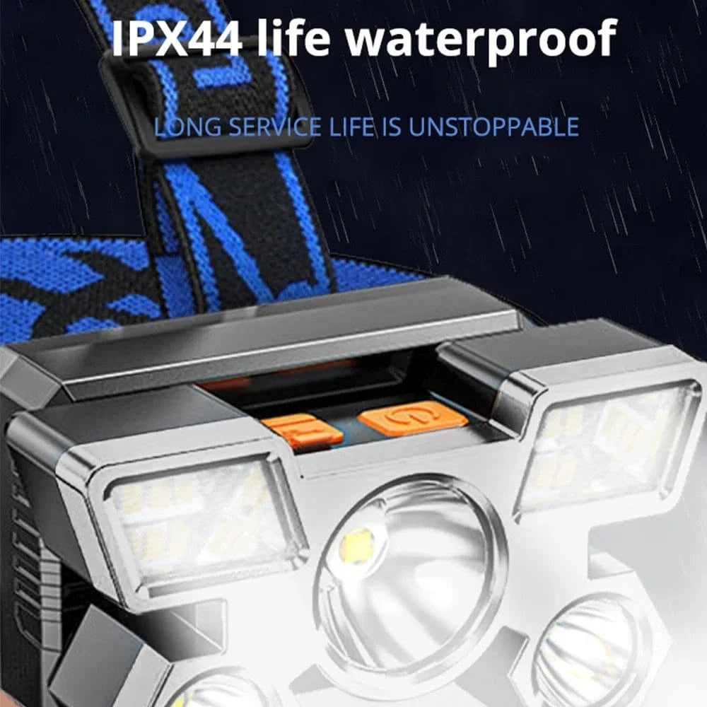 China China Outdoor High brightness 5LED Headset flashlight Outdoor household portable USB rechargeable Fishing miner lamp Strong headlight