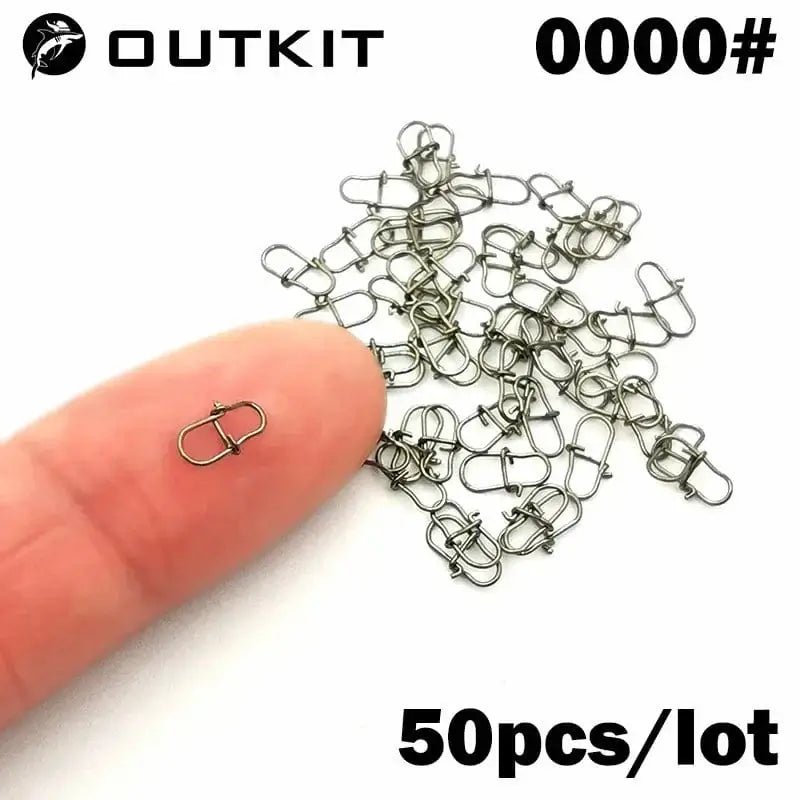 China China OUTKIT 50PCS Stainless Steel Pin Swivel Fishing Accessories Connector Lure Clip Rolling Swivels Sea Fishing Tackle
