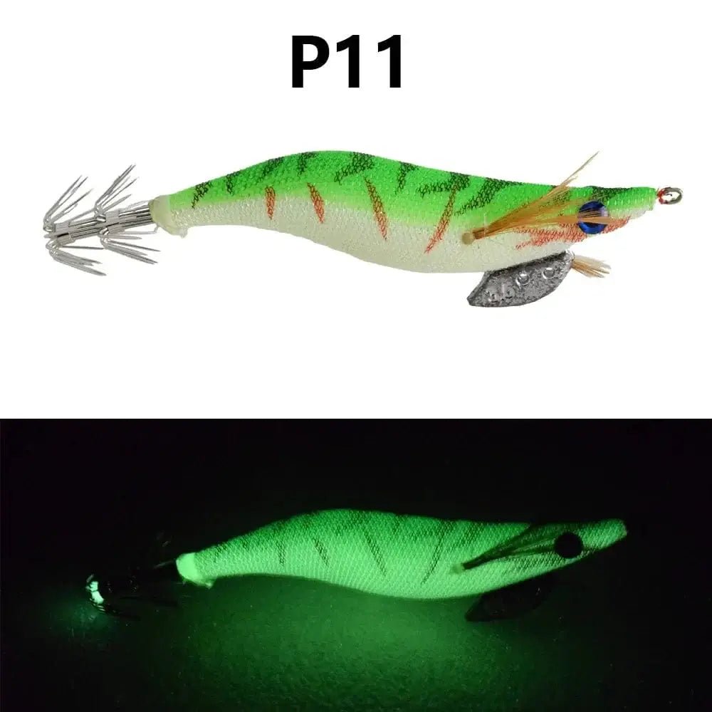 China China P11 1 piece of luminous wooden shrimp bait, equipped with squid hook, saltwater and freshwater artificial shrimp bait