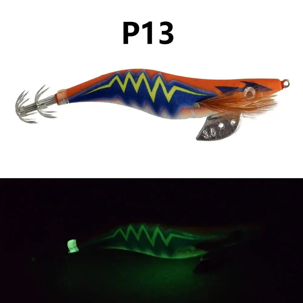 China China P13 1 piece of luminous wooden shrimp bait, equipped with squid hook, saltwater and freshwater artificial shrimp bait