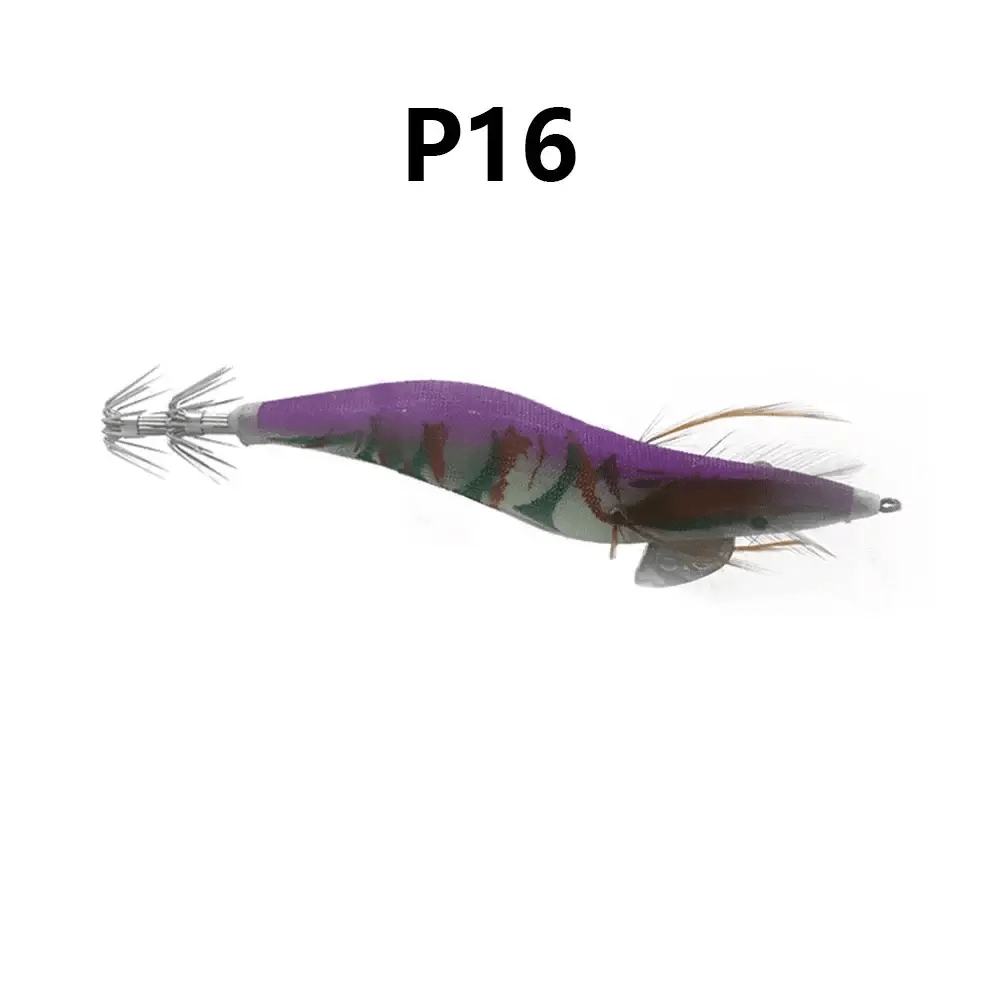 China China P16 1 piece of luminous wooden shrimp bait, equipped with squid hook, saltwater and freshwater artificial shrimp bait