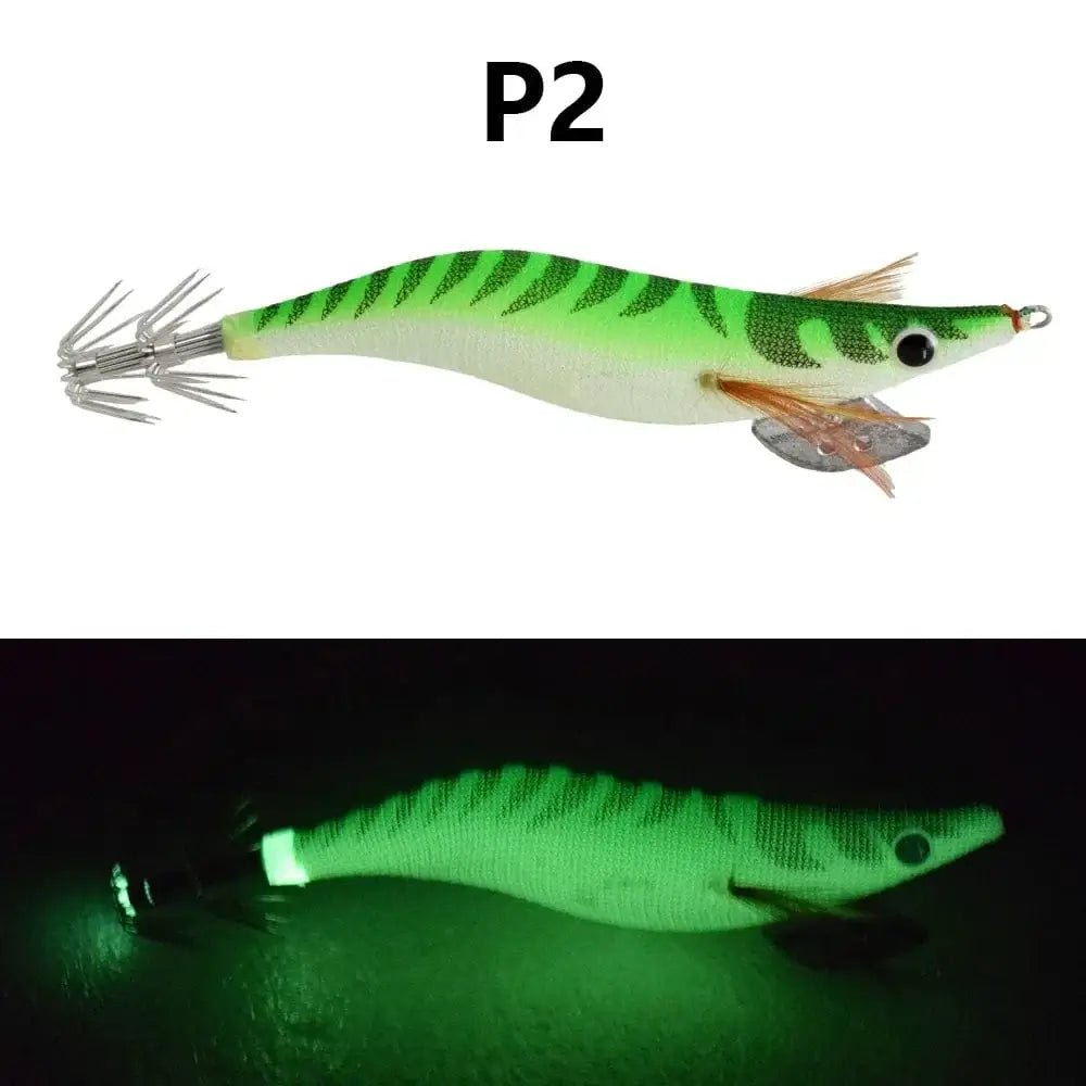 China China P2 1 piece of luminous wooden shrimp bait, equipped with squid hook, saltwater and freshwater artificial shrimp bait