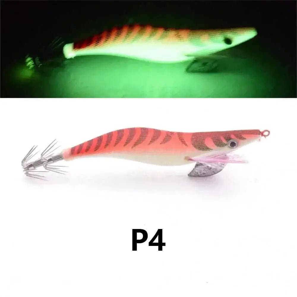 China China P4 1 piece of luminous wooden shrimp bait, equipped with squid hook, saltwater and freshwater artificial shrimp bait
