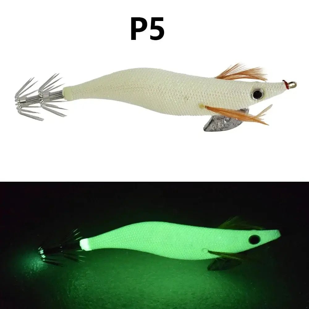 China China P5 1 piece of luminous wooden shrimp bait, equipped with squid hook, saltwater and freshwater artificial shrimp bait