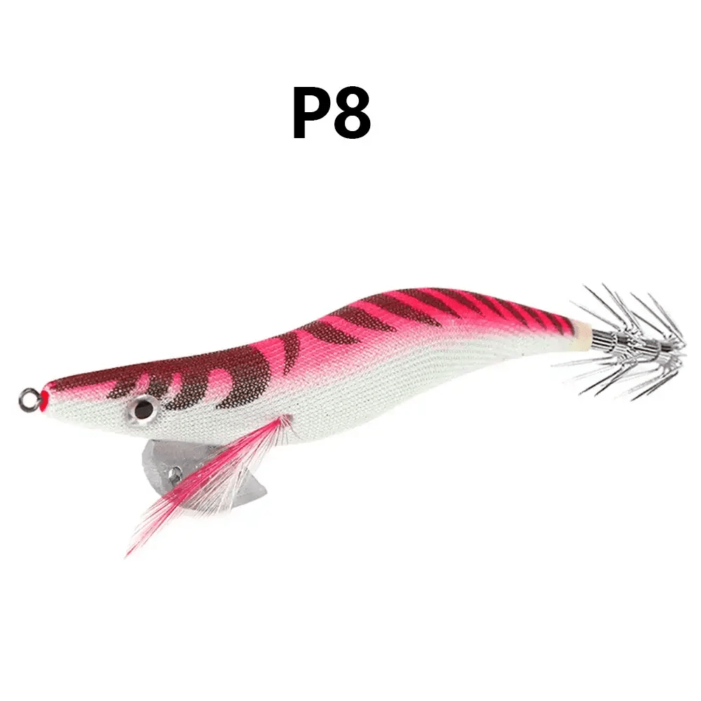 China China P8 1 piece of luminous wooden shrimp bait, equipped with squid hook, saltwater and freshwater artificial shrimp bait