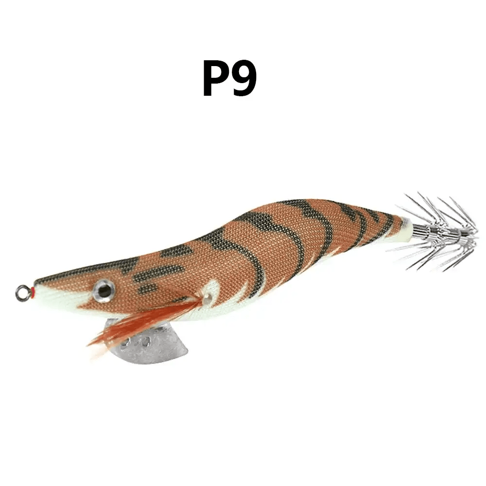 China China P9 1 piece of luminous wooden shrimp bait, equipped with squid hook, saltwater and freshwater artificial shrimp bait