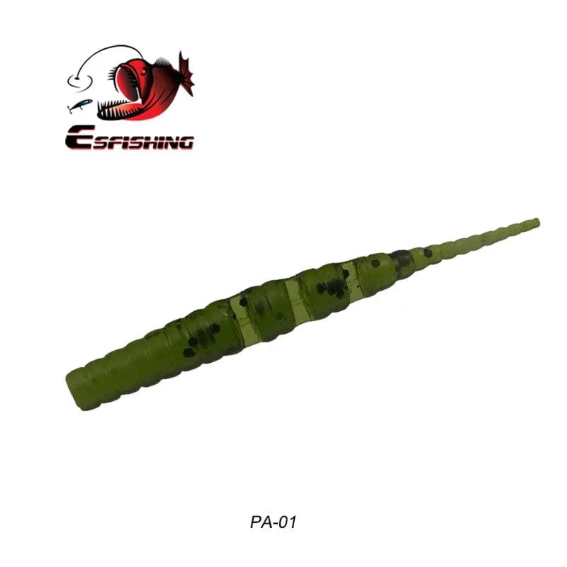 China China PA01 / 42mm 20pcs KESFISHING Jig Worm Lures Polaris 42mm Pesca Bass Trout Winter Ice Fishing Injection Salts and Scents Soft Baits