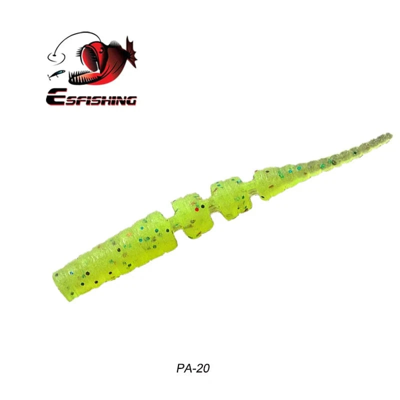 China China PA20 / 42mm 20pcs KESFISHING Jig Worm Lures Polaris 42mm Pesca Bass Trout Winter Ice Fishing Injection Salts and Scents Soft Baits