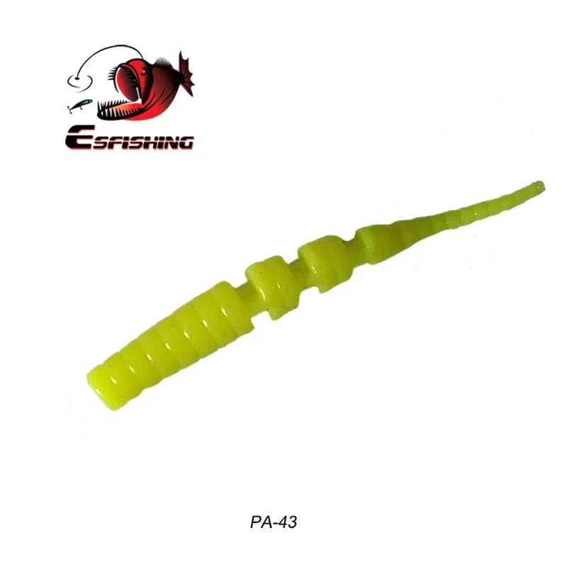 China China PA43 / 42mm 20pcs KESFISHING Jig Worm Lures Polaris 42mm Pesca Bass Trout Winter Ice Fishing Injection Salts and Scents Soft Baits