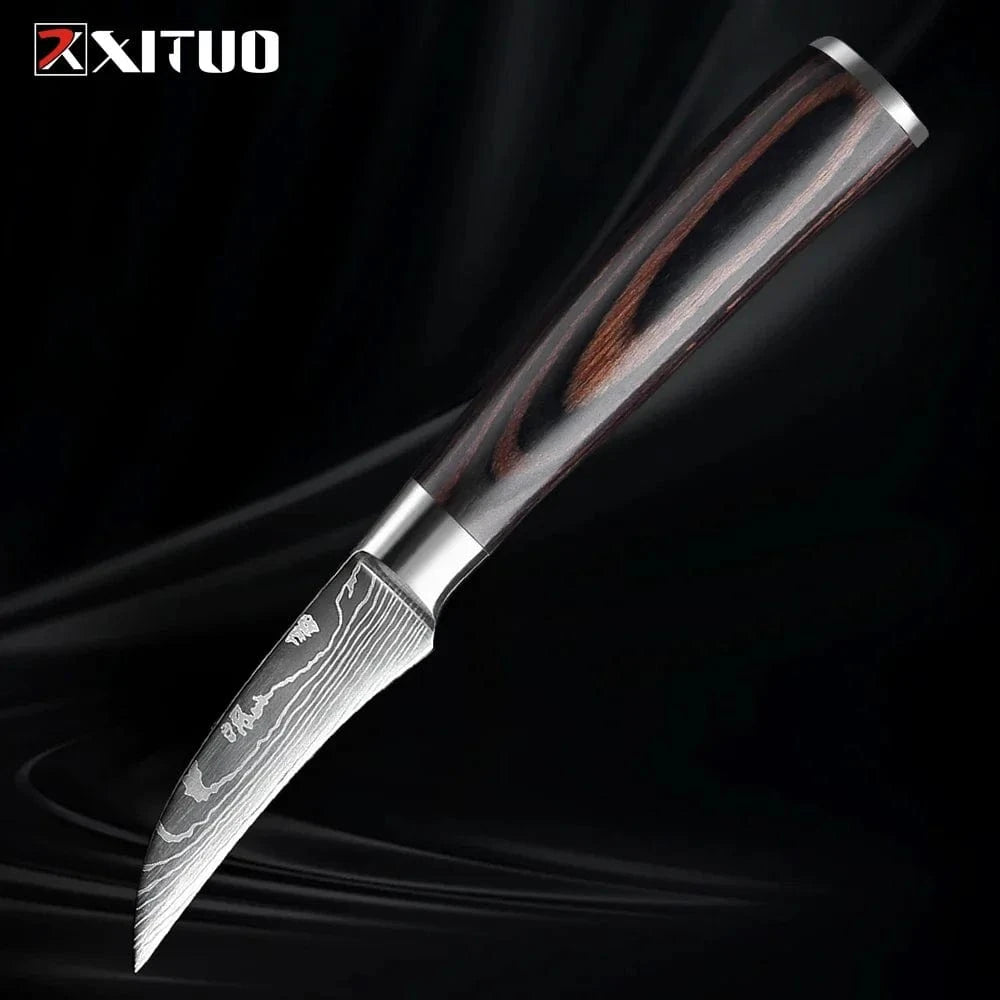 China China Paring knife Professional Kitchen Knife Set 1-9PCS, Sharp Chef Knife Santoku Knife Fruit knife 7Cr17Mov Stainless Steel Ergonomic Wood Handle