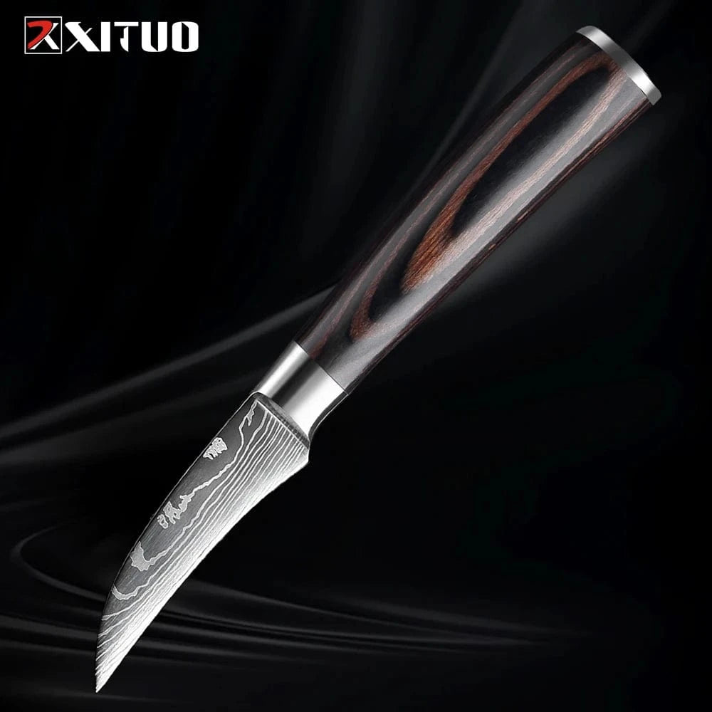 China China Paring knife XITUO Kitchen Knife Set 1-9PCS,7Cr17Mov Stainless Steel Sharp Chef Knife Santoku Knife Fruit knife Ergonomic Pakkawood Handle