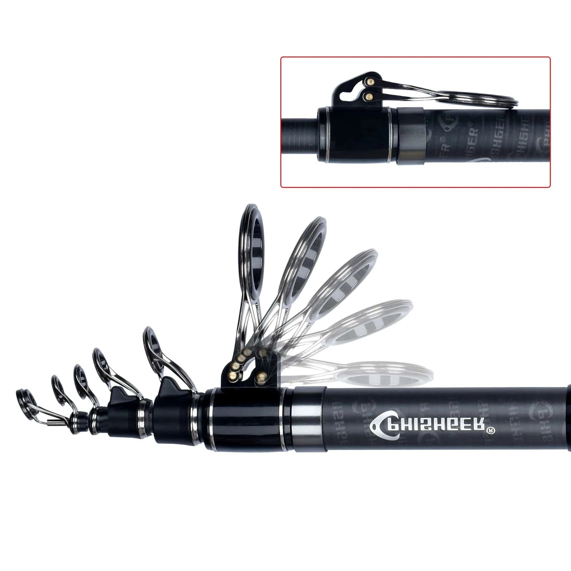 China China PHISHGER Telescopic Surf Spinning Rod 3.6/4.2/4.5/5.0/5.3m Power80-150g 30T Carbon Travel Surfcasting Shore Casting Fishing Pole
