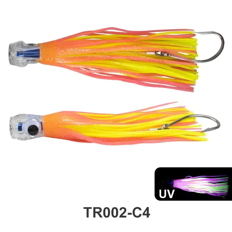 China China pinkyellow-1PC 1pc 23cm 130g UV Trolling Lure Bait Resin Head Head Octopus Squid Skirt Bait Big Game Drag Fishing Marlin Tuna Pesca Hard Bait