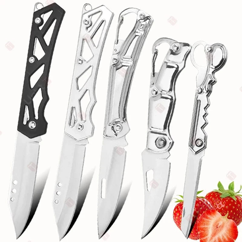 China China Pocket Folding Fruit Knife Set Stainless Steel Kitchen Paring Knife with Keychain Knife Non-slip Handle for Kitchen Accessories