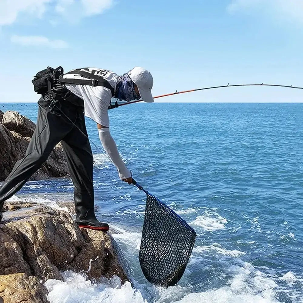 China China Portable Fishing Nets Ultralight Aluminum Alloy Silicone Wear Resistance Mesh Hand Dip Casting Landing Net for Big Fish Outdoor