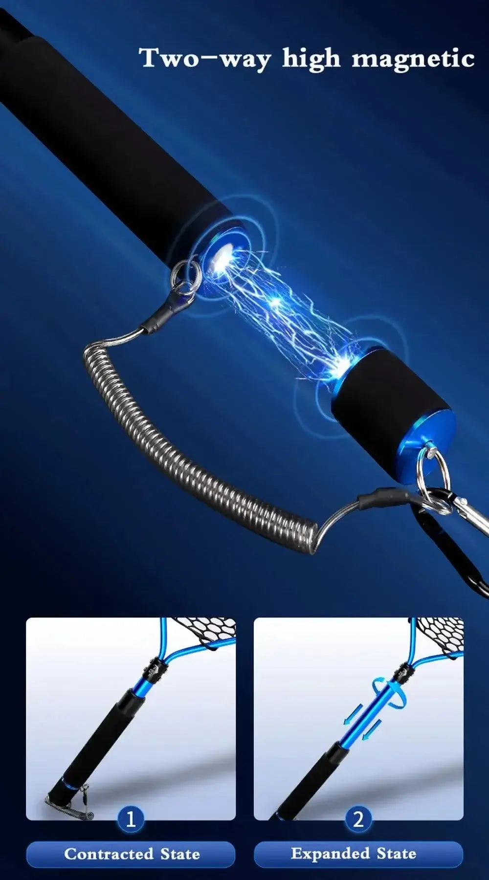 China China Portable Fishing Nets Ultralight Aluminum Alloy Silicone Wear Resistance Mesh Hand Dip Casting Landing Net for Big Fish Outdoor