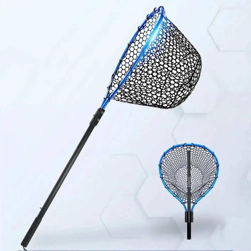 China China Portable Fishing Nets Ultralight Aluminum Alloy Silicone Wear Resistance Mesh Hand Dip Casting Landing Net for Big Fish Outdoor