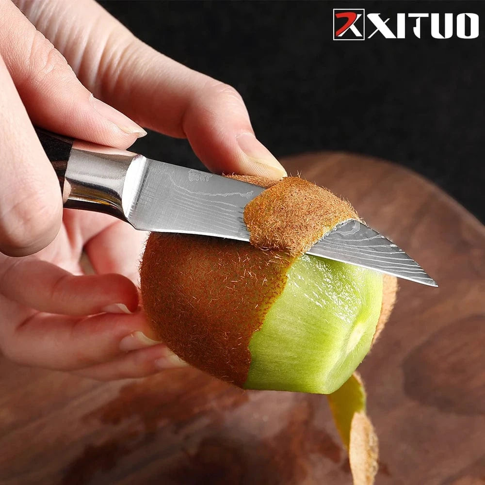 China China Professional Kitchen Knife Set 1-9PCS, Sharp Chef Knife Santoku Knife Fruit knife 7Cr17Mov Stainless Steel Ergonomic Wood Handle