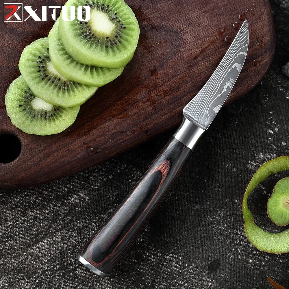 China China Professional Kitchen Knife Set 1-9PCS, Sharp Chef Knife Santoku Knife Fruit knife 7Cr17Mov Stainless Steel Ergonomic Wood Handle
