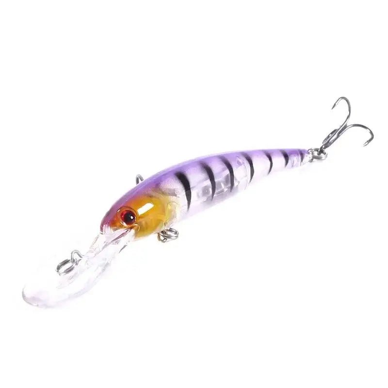 China China Purple Stripe 8 Fish Hook Bait 10g Deep Diving Large Minnow Wobbler Lure Artificial Hard Bait Crankbait Bass Pike Walleye Perch Fishing Gear