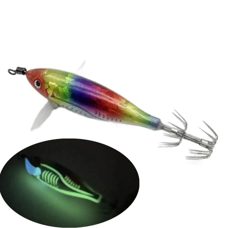 China China rainbow / Japanese hook 5.5g Laser Luminous Floating Egi lure Horizontal wood Shrimp  Squid Jigging Shrimp Hook Octopus Cuttlefish Fishing Baits