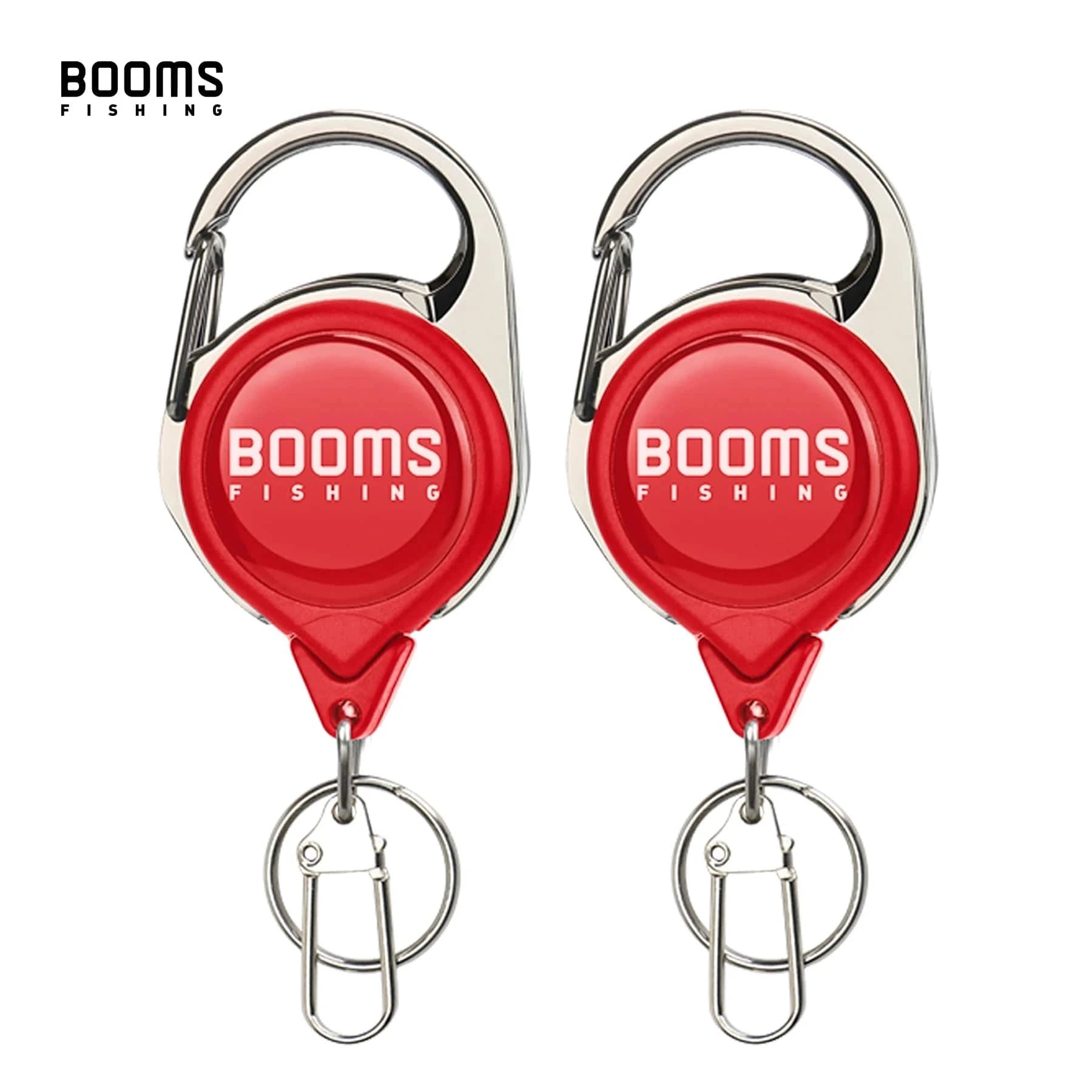 China China Red 2PCS Booms Fishing RG1 Retractable Key Chain with Gear Combo Cord Easy Release Badge Holder Fly Fishing Zinger Retractor Accessories