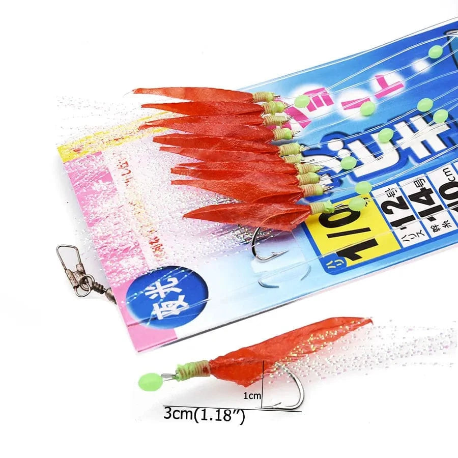 China China Red / 3bags JYJ 10 hooks per bag ,fishing sabiki rig string hooks with 10 arms for salmon and mackcrel saltwater fishing lure bait