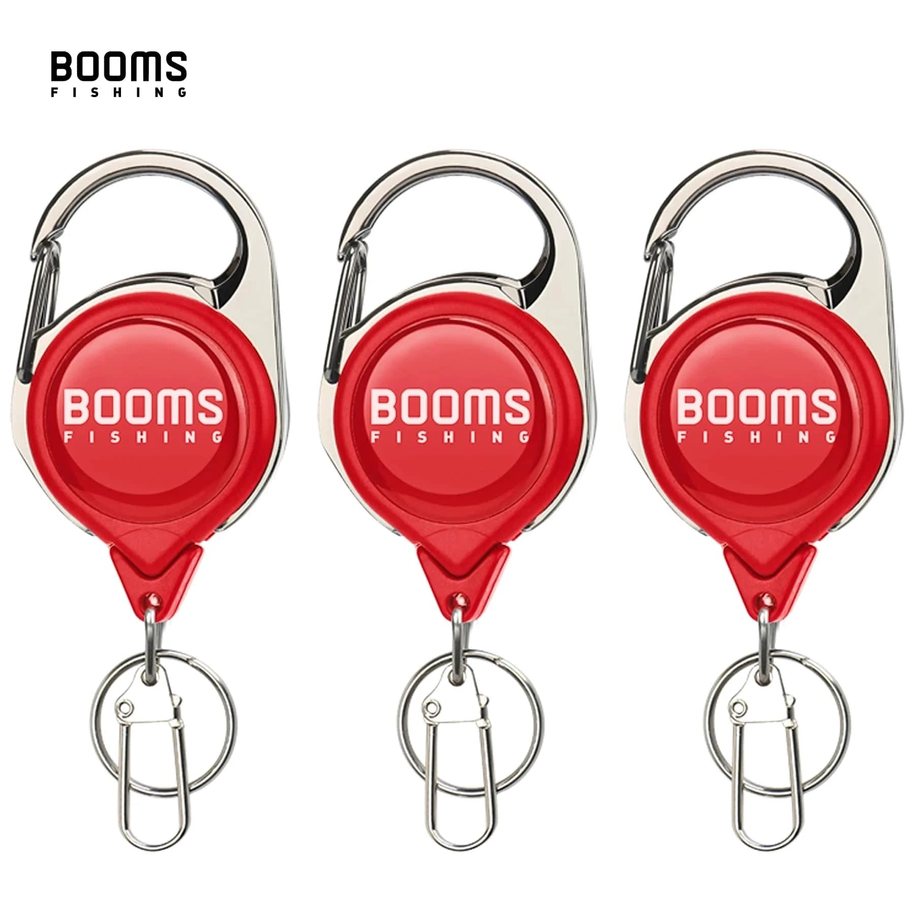 China China Red 3PCS Booms Fishing RG1 Retractable Key Chain with Gear Combo Cord Easy Release Badge Holder Fly Fishing Zinger Retractor Accessories