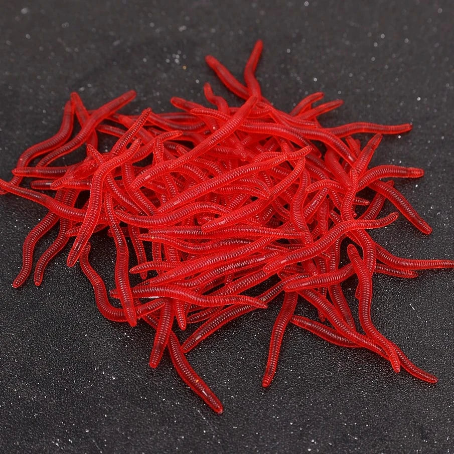 China China Red / 40PCS Lifelike Red Worm Soft Lure Earthworm Ice Winter Fishing Silicone Artificial Bait Fishy Shrimp Additive Bass Carp Fishing Lure