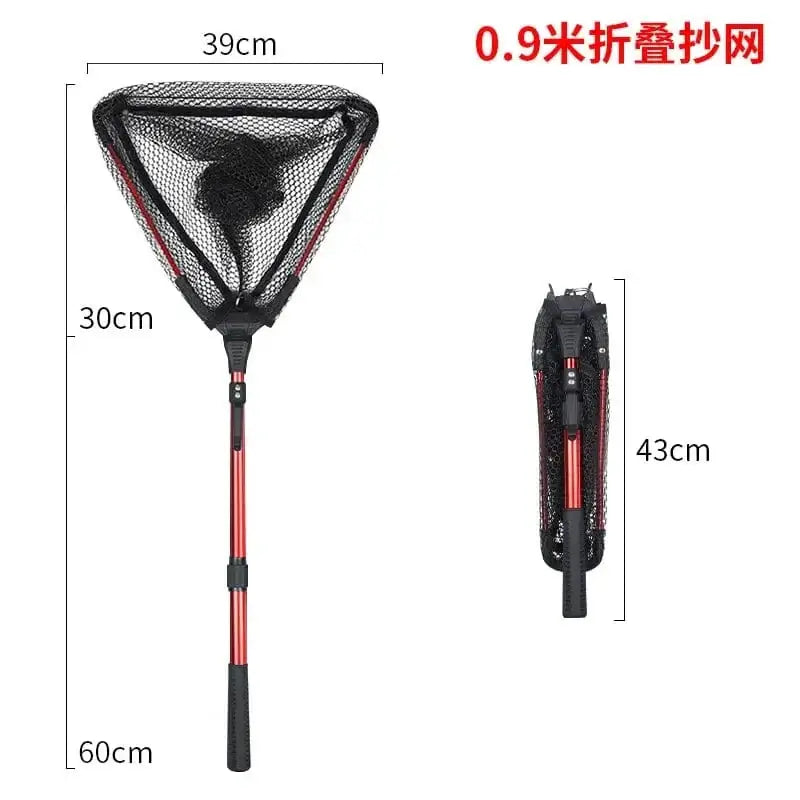 China China Red 90cm Luya folding net portable stream micro coated net boat fishing retractable sea fishing small net