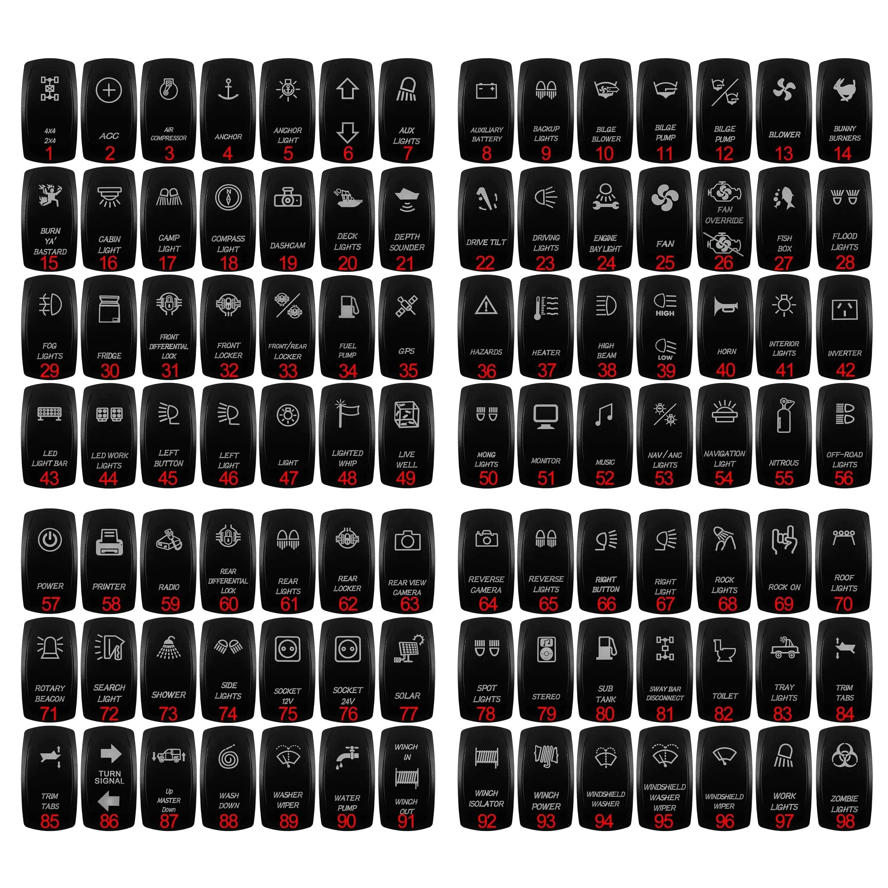 China China Red Led Light Bar Car Boat Rocker Switch 12V/24V Marine Grade Toggle Switch SPST/DPDT for Polaris Jeep Autosteer Auto Machinery