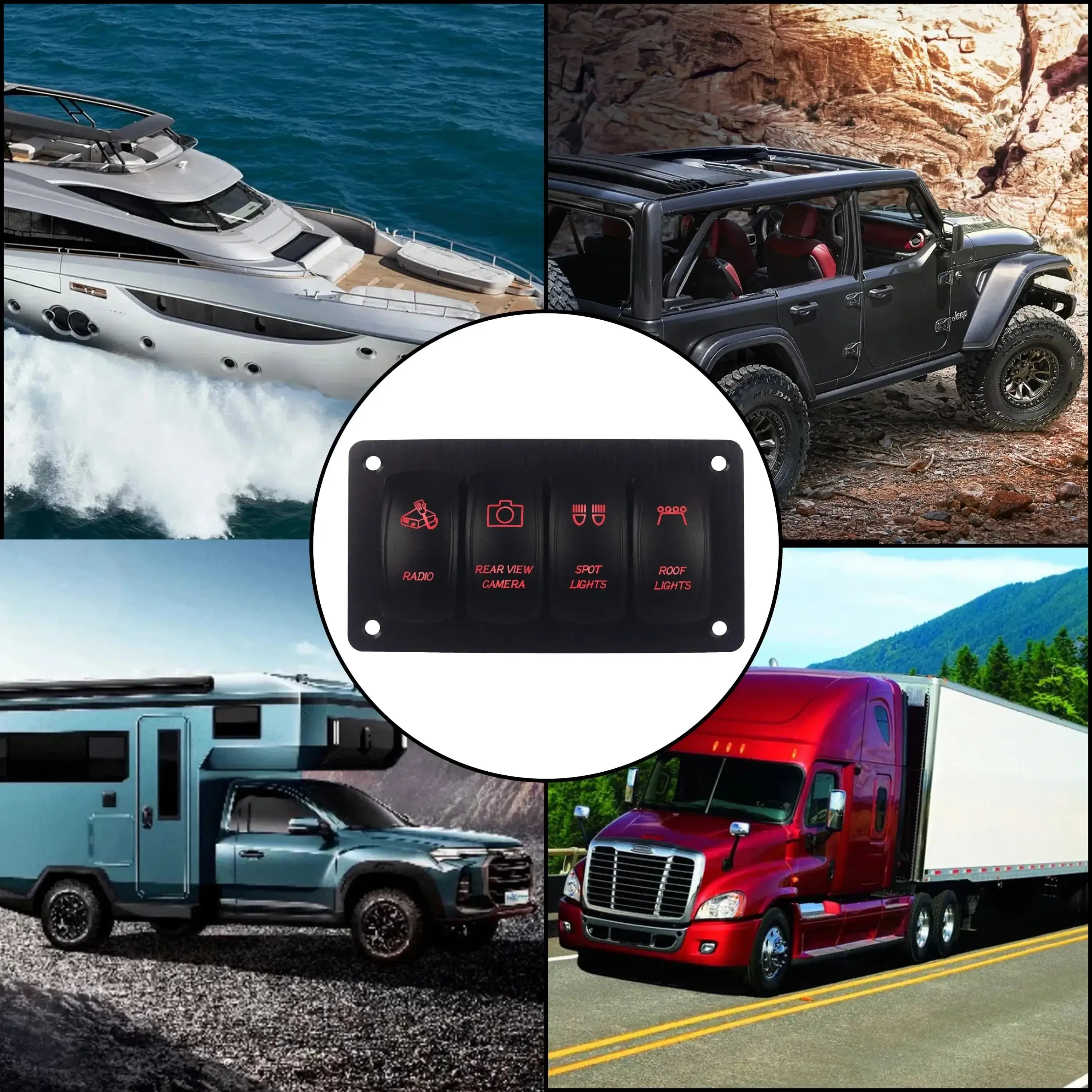 China China Red Led Light Bar Car Boat Rocker Switch 12V/24V Marine Grade Toggle Switch SPST/DPDT for Polaris Jeep Autosteer Auto Machinery