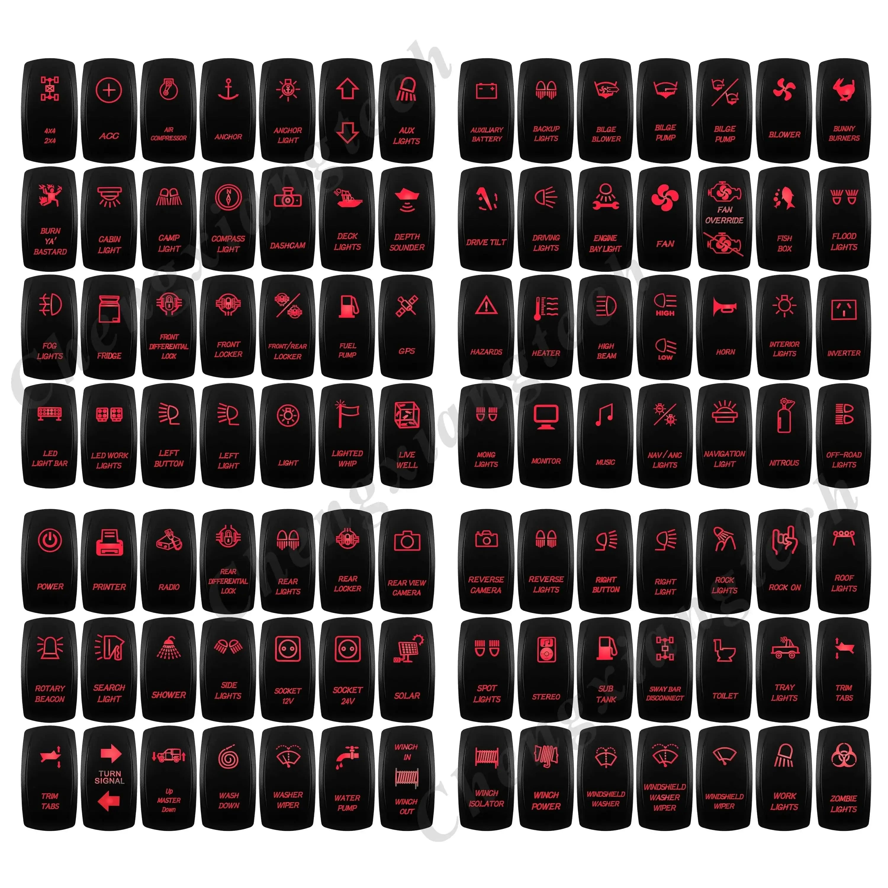 China China Red Led Light Bar Car Boat Rocker Switch 12V/24V Marine Grade Toggle Switch SPST/DPDT for Polaris Jeep Autosteer Auto Machinery