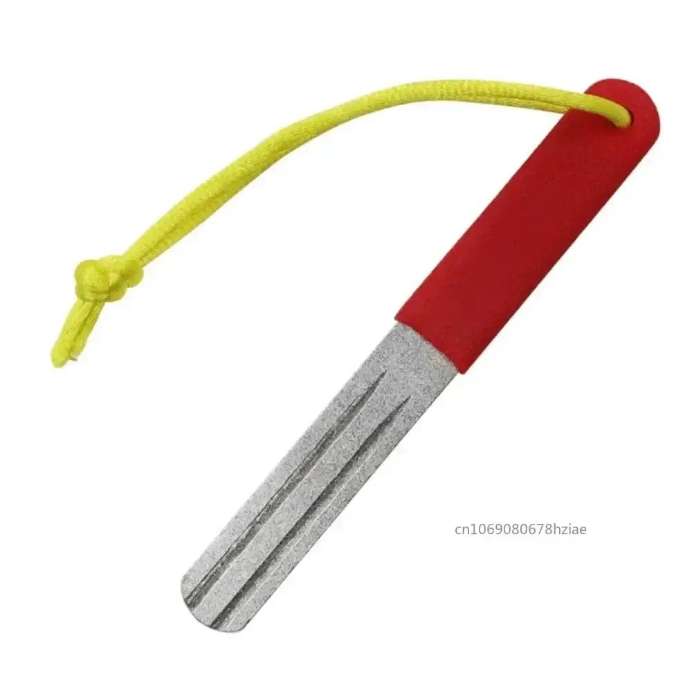 China China Red Portable Diamond Stone Fish Hook Diamond Sharpener Knife Sharpen Tools Hook Whetstone Keychain for Outdoor Fishing Accessories