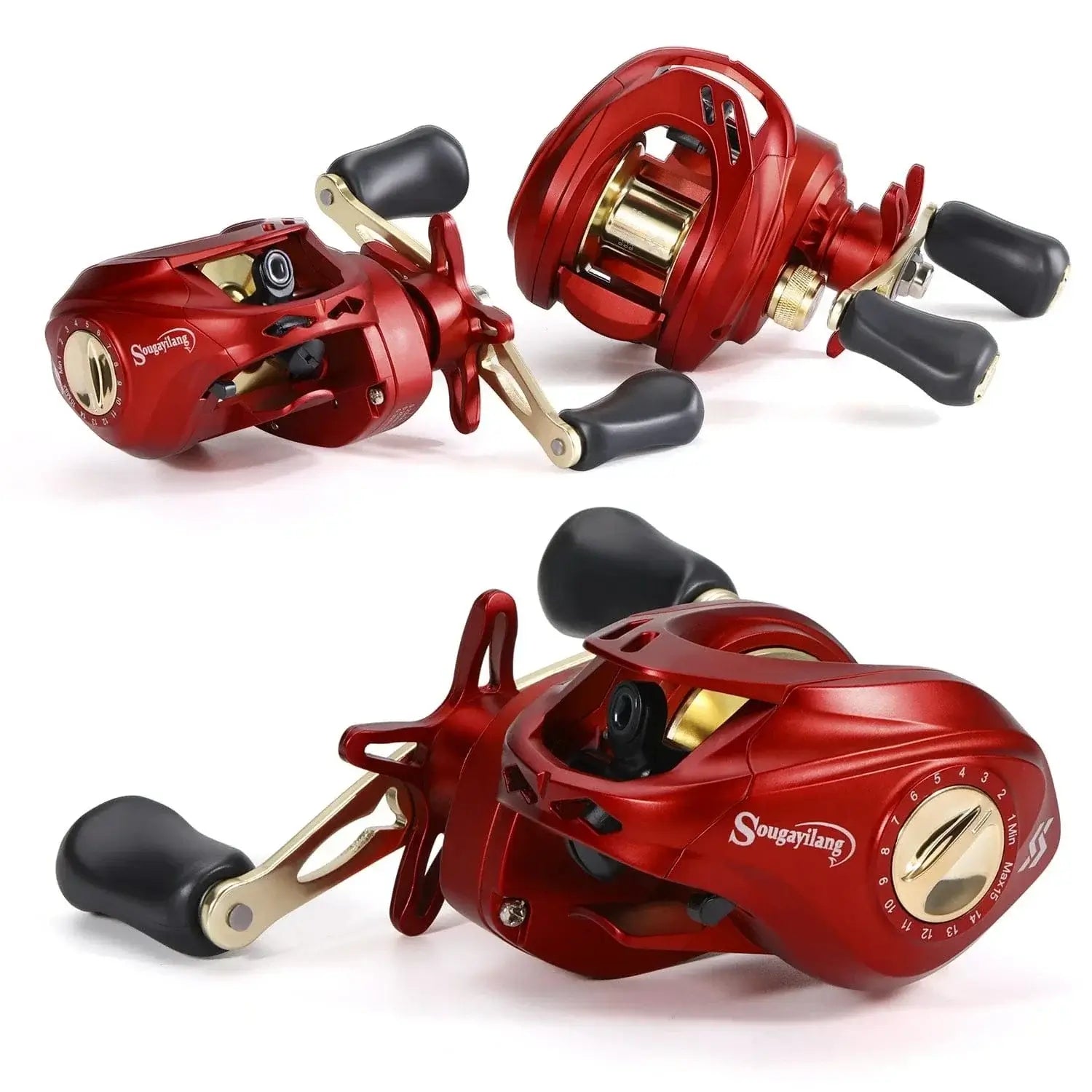 China China Red / Russian Federation / Left Hand Sougayilang Baitcasting Fishing Reel 7.2:1 High Speed Gear Ratio Max Drag 10kg Casting Reel for Bass Pike Fishing Tools