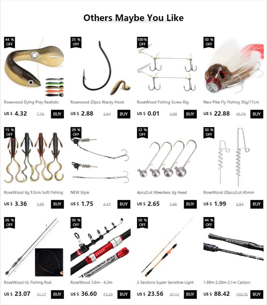 China China RoseWood Fishing Screw Rig Double VMC Fishing Hooks With Pike Center Pin Shad Belly Stingers For Shallow-Rigging, 1 Pcs Per Pack