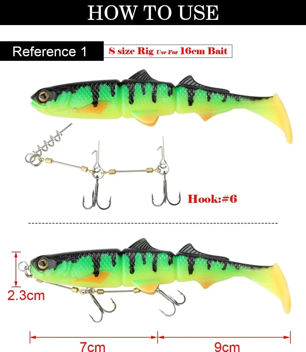China China RoseWood Fishing Screw Rig Double VMC Fishing Hooks With Pike Center Pin Shad Belly Stingers For Shallow-Rigging, 1 Pcs Per Pack