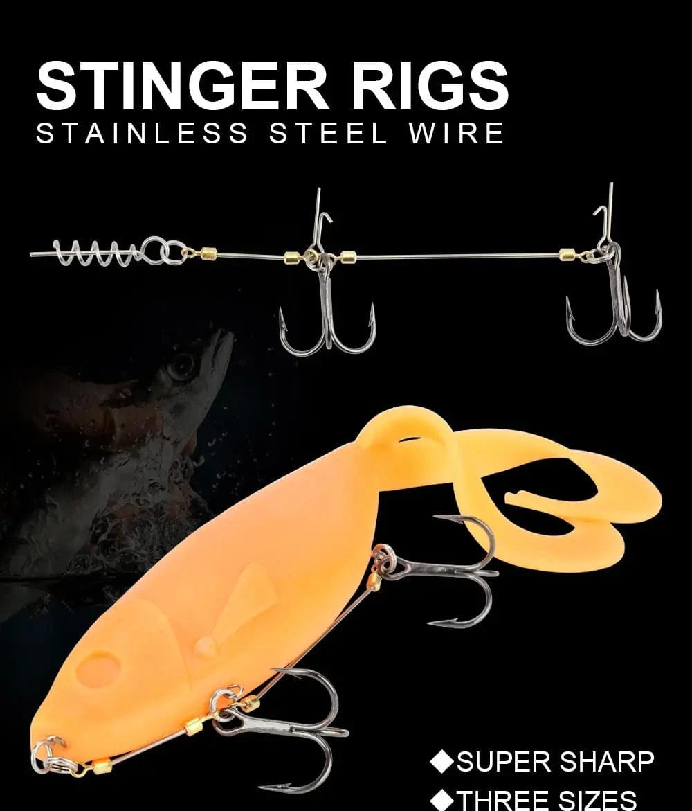 China China RoseWood Fishing Screw Rig Double VMC Fishing Hooks With Pike Center Pin Shad Belly Stingers For Shallow-Rigging, 1 Pcs Per Pack
