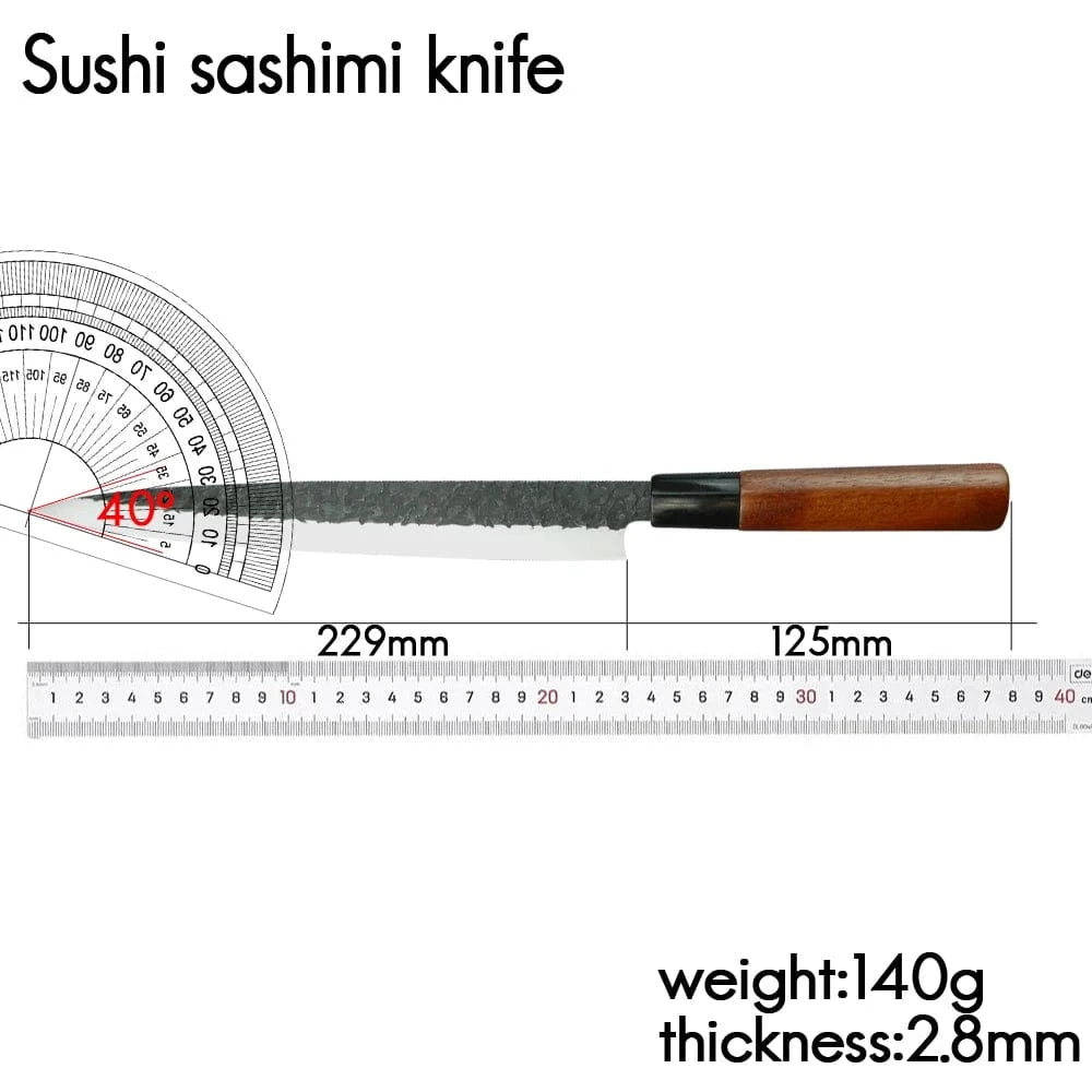 China China RZD Sushi Sashimi Knife Set Forged Steel Deba Fishing Fillet Knife Japanese Chefs Kitchen Kingfish Slicing Cutting Carving Tool