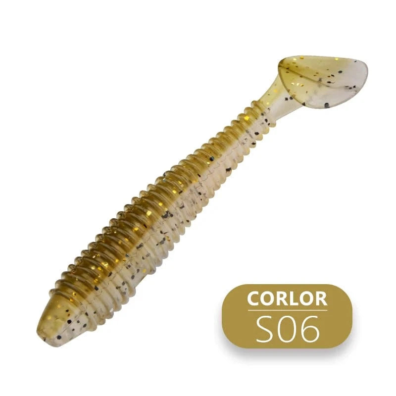 China China S06 / 85mm 10pcs MEREDITH Fishing Soft Lures Shad Swing Impact Fat Vibro Fat Soft Bait 75mm 85mm 180mm Tackle Lifelike Iscas Wobbler PVA Fishing