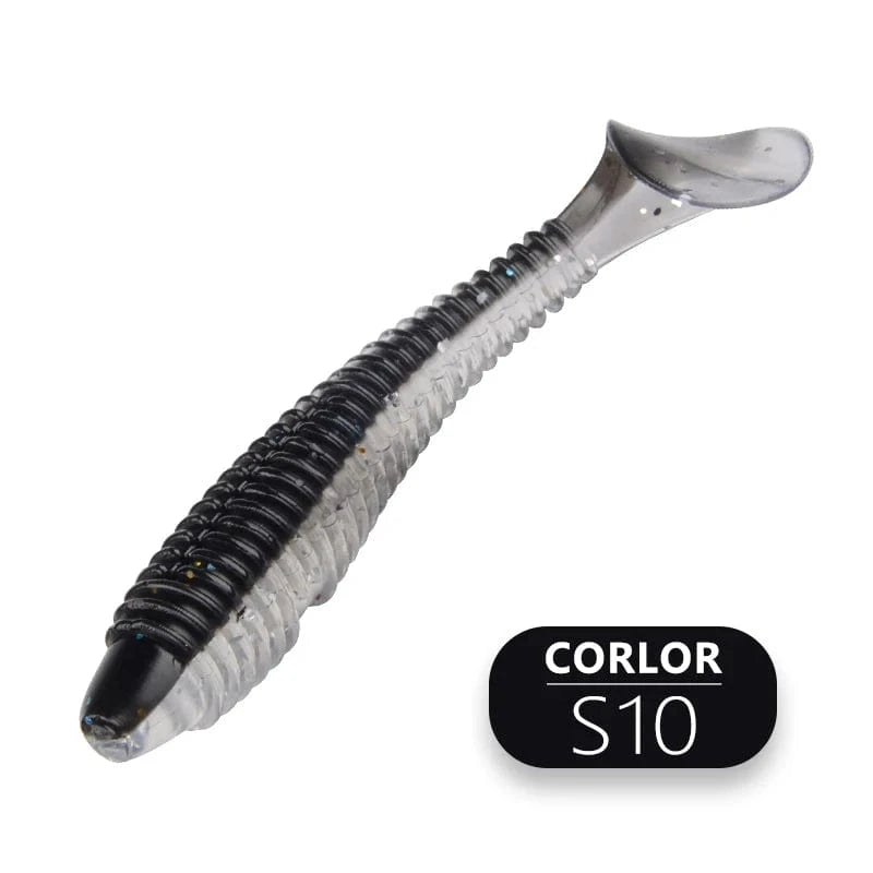 China China S10 / 85mm 10pcs MEREDITH Fishing Soft Lures Shad Swing Impact Fat Vibro Fat Soft Bait 75mm 85mm 180mm Tackle Lifelike Iscas Wobbler PVA Fishing