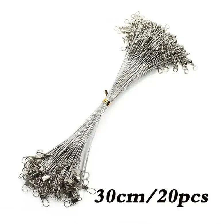 China China Silver-30 20pcs Anti Bite Steel Fishing Line Steel Wire Leader With Swivel Fishing Accessory Lead Core Leash Fishing Wire 15cm 20cm  30cm