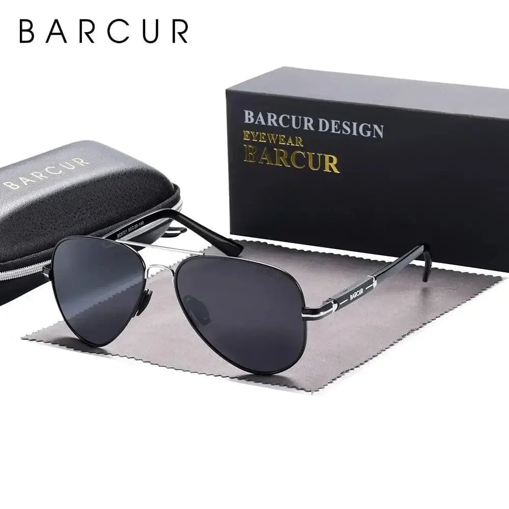 China China Silver Gray BARCUR Polarized Mens Sunglasses Pilot Sun Glasses for Men Accessories Driving Fishing Hiking Eyewear Oculos Gafas De Sol