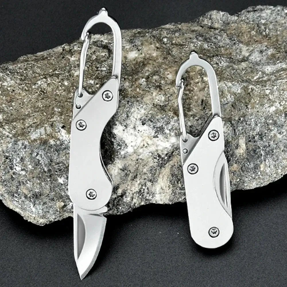 China China silvery Mini High Hardness All Steel Portable Folding Knife Outdoor Camping Knives Fishing Knife Keychain Unboxing Knives