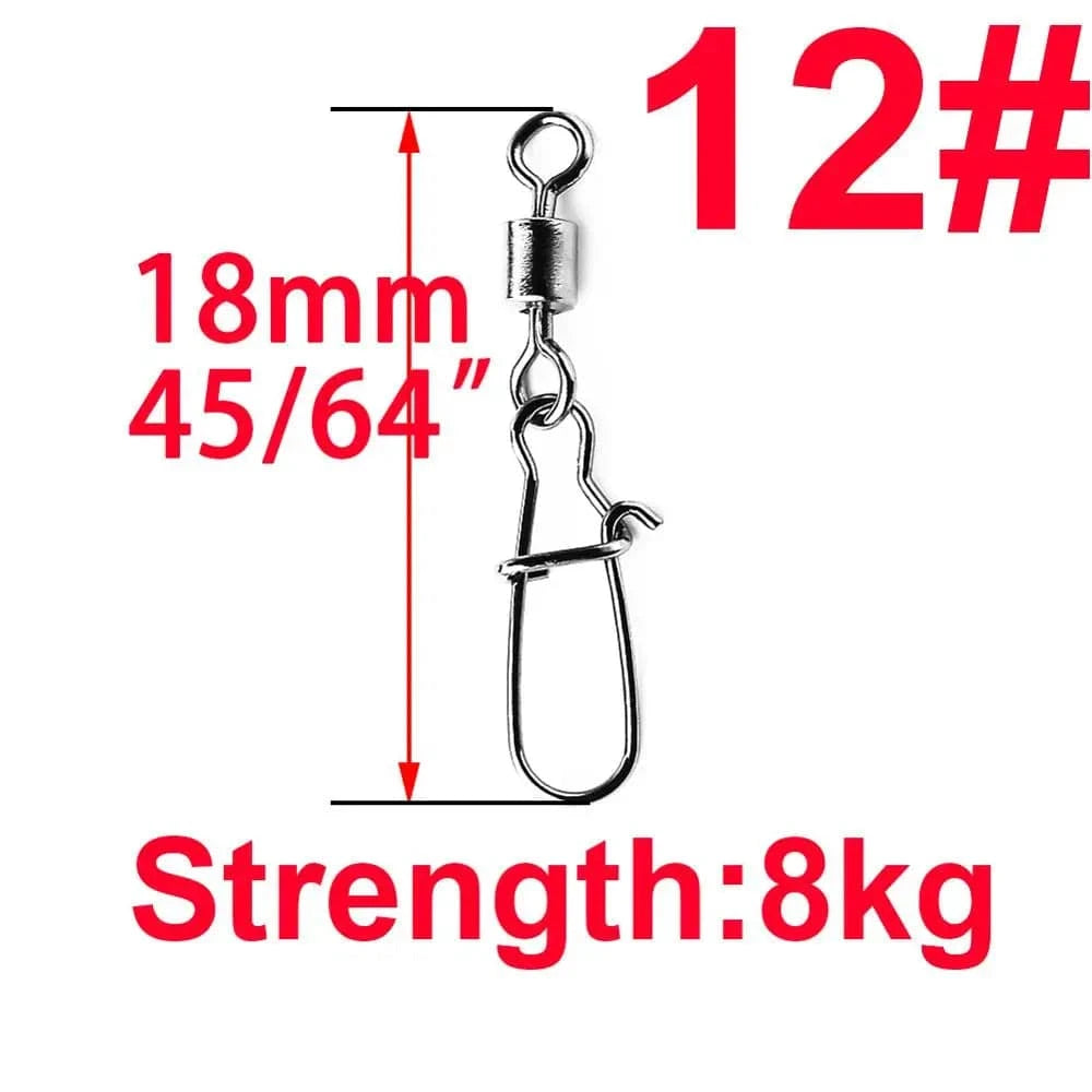 China China Size 12 50pcs/1box 2# To 14# Fishing Connector Rolling Swivel Fish Pin Bearing Stainless Steel Snap Hook Lure Tackle Goods For Fishing