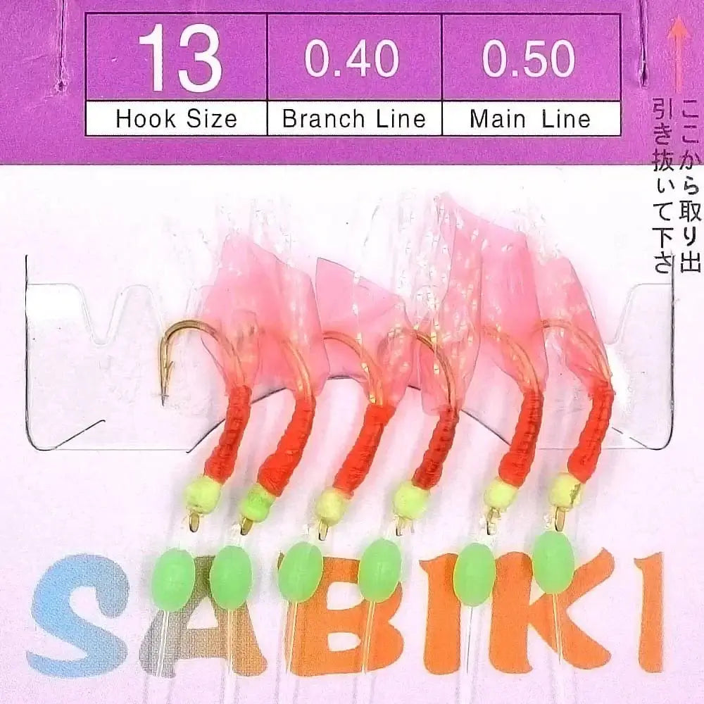 China China Size 13 5 Packs Sabiki rigs Bionic Fish Skin Sea Bait Artificial Feather Barbed String Hook with Luminous Beads Fishing tackle Pesca
