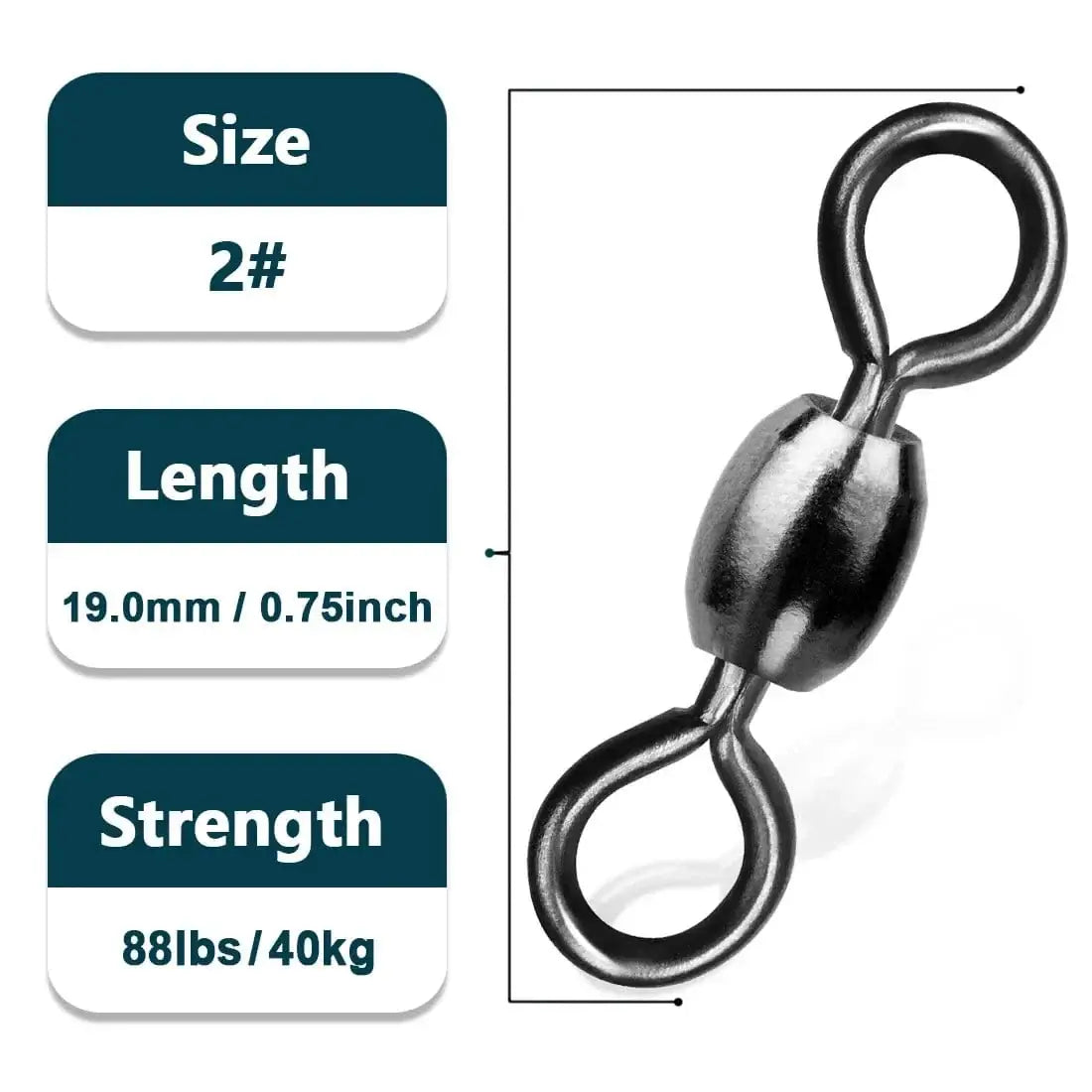 China China Size 2  19mm 40kg / 200 Pcs Crane Swivels 50~200Pcs Swivels Fishing Tackle Fishing line Hook Connector Stainless Brass Saltwater Fishing Rolling Accessories