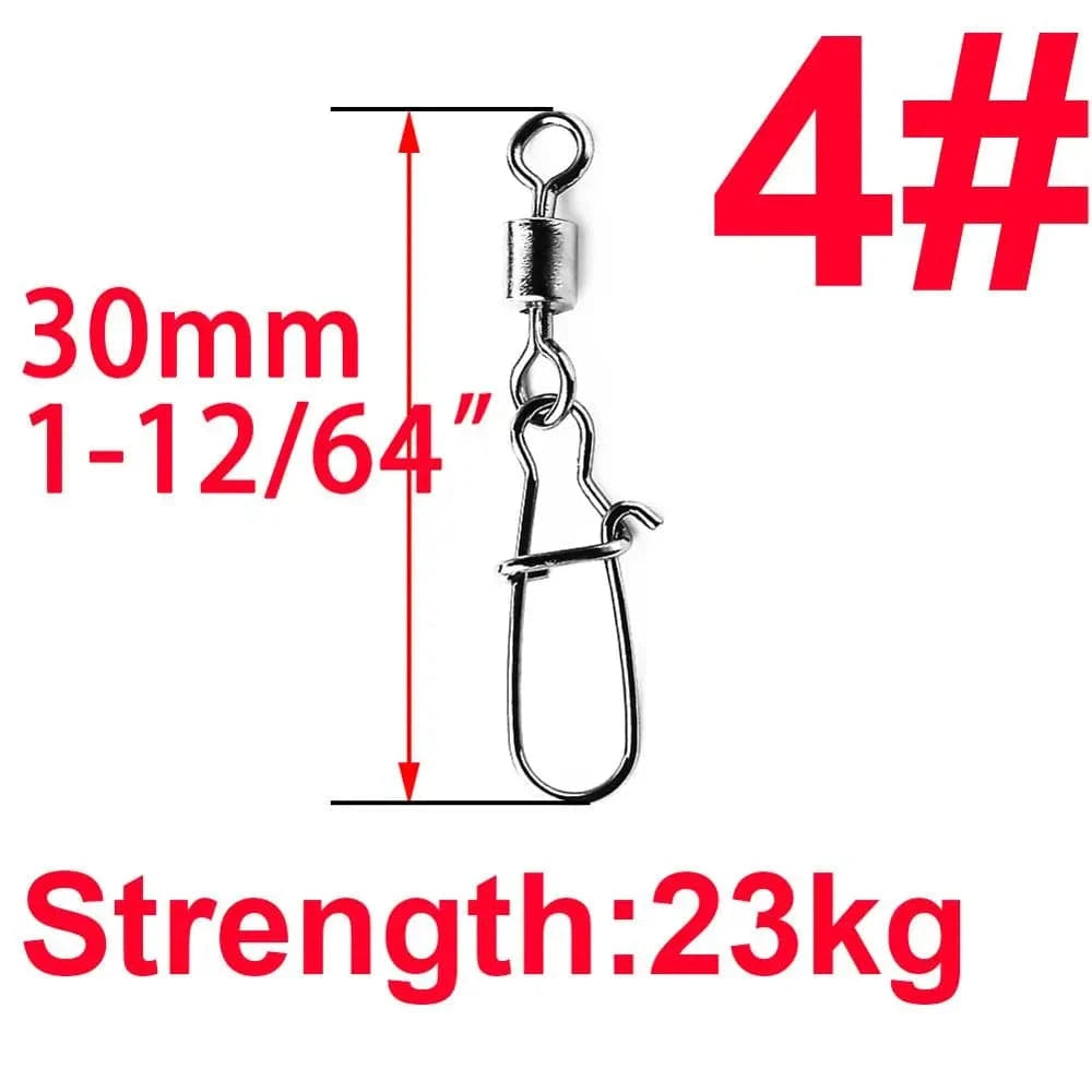 China China Size 4 50pcs/1box 2# To 14# Fishing Connector Rolling Swivel Fish Pin Bearing Stainless Steel Snap Hook Lure Tackle Goods For Fishing